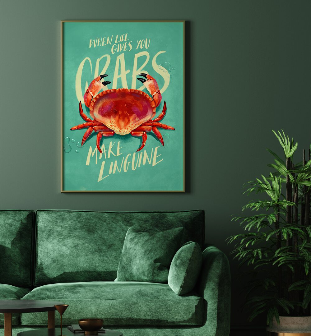 Whimsical art print for the WHEN LIFE GIVES YOU CRABS, BAR & CAFE, featuring a playful crab and vibrant colors.