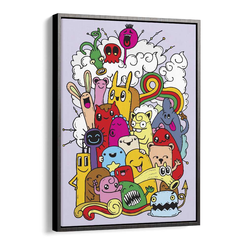 Whimsical Laughter Comic Art Artwork in Black Floater Frame