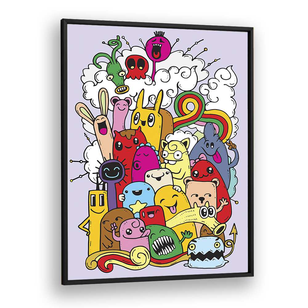 Whimsical Laughter Comic Art Artwork in Black Plain Frame