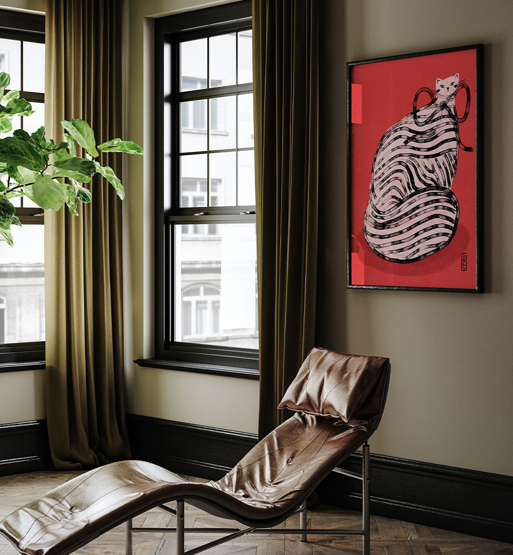 WHIMSICAL RED STRIPED CAT