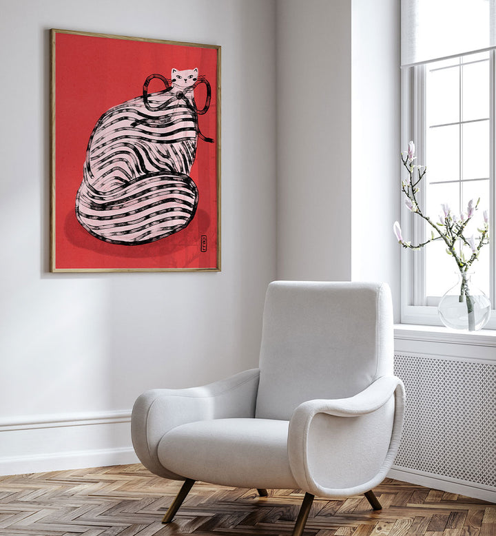 WHIMSICAL RED STRIPED CAT