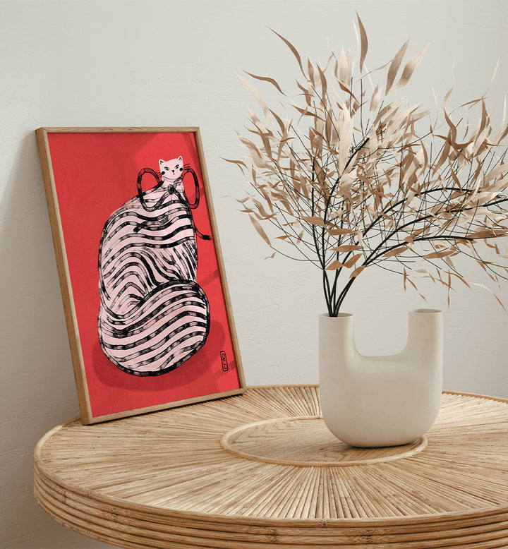 WHIMSICAL RED STRIPED CAT