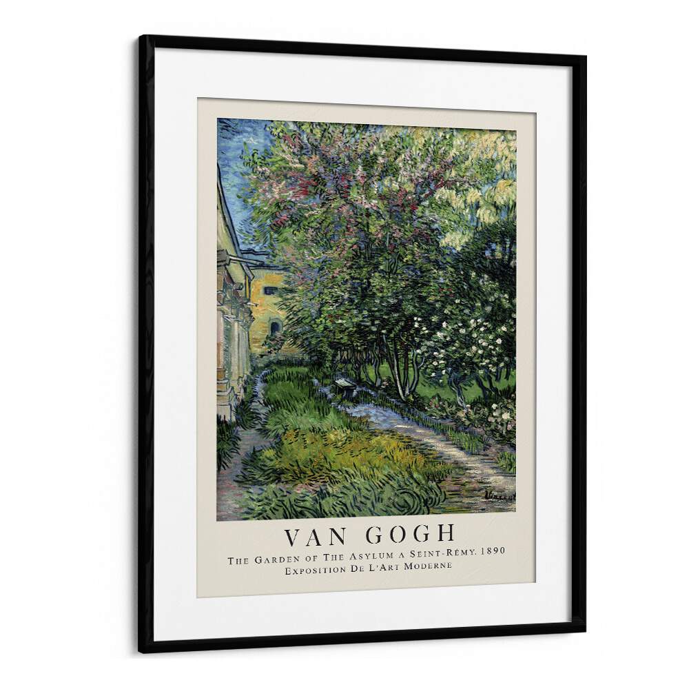 Whispers Of Solitude The Garden Of The Asylum, 1890 Vincent Van Gogh art painting Artwork in Black Frame With Mount