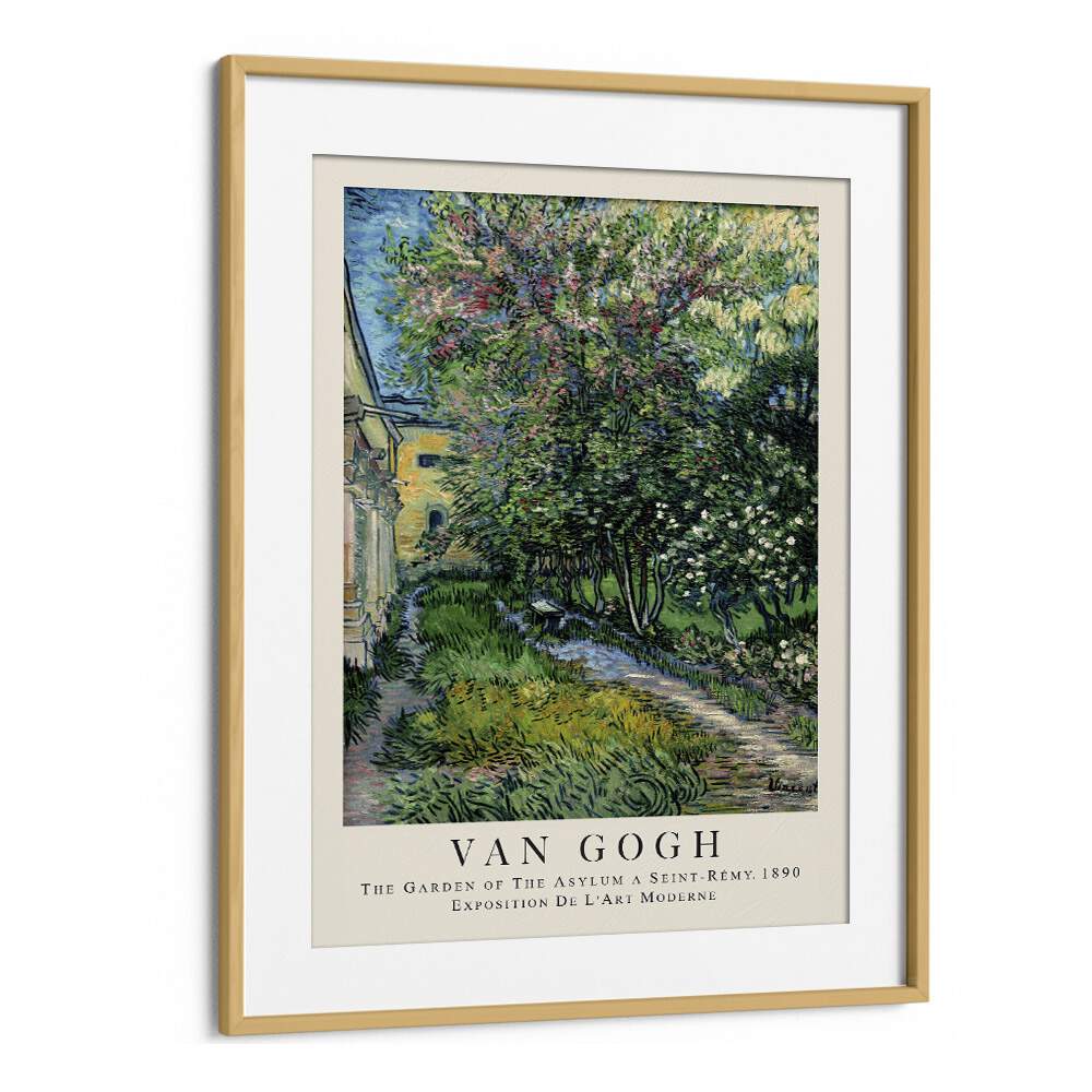 Whispers Of Solitude The Garden Of The Asylum, 1890 Vincent Van Gogh art painting Artwork in Oak Wood Frame With Mount