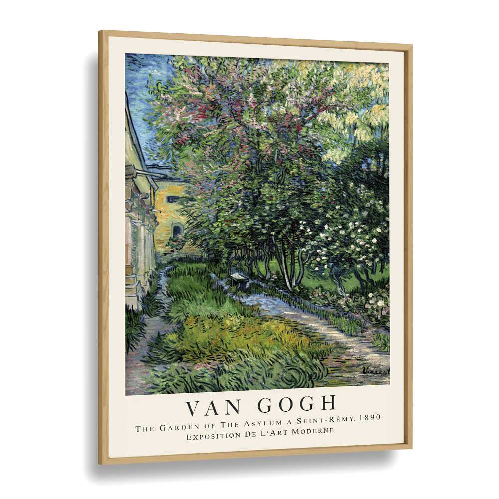 Whispers Of Solitude The Garden Of The Asylum, 1890 Vincent Van Gogh art painting Artwork in Oak Wood Plain Frame