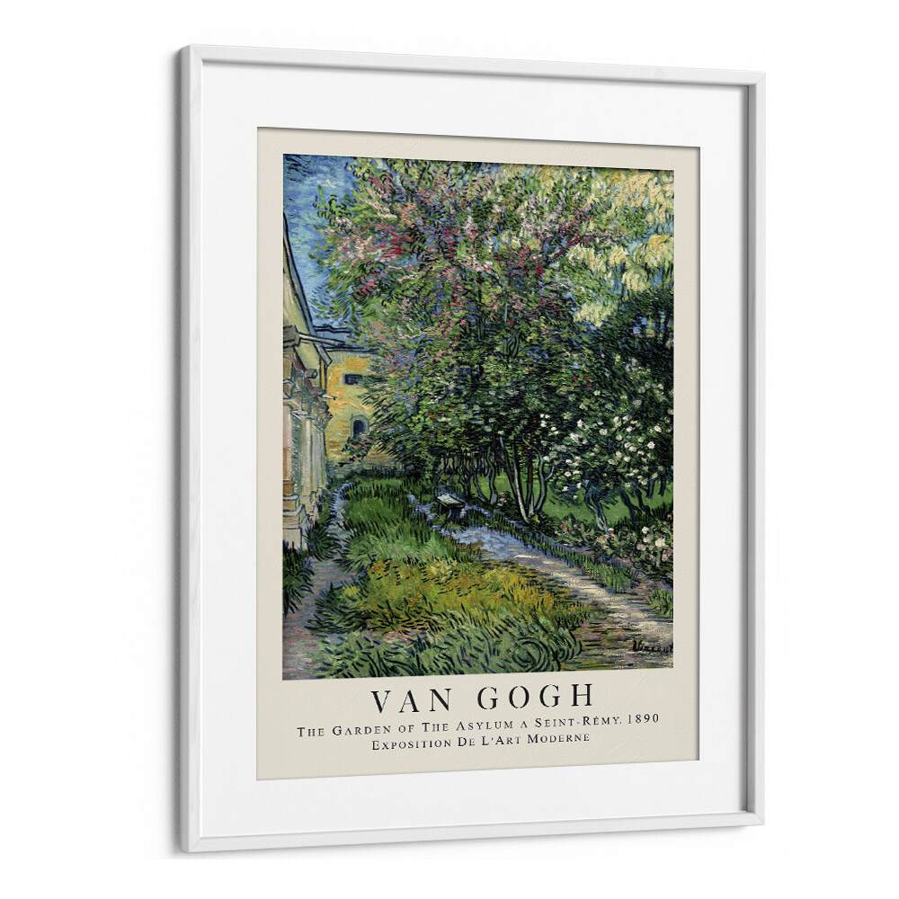 Whispers Of Solitude The Garden Of The Asylum, 1890 Vincent Van Gogh art painting Artwork in White frame With Mount