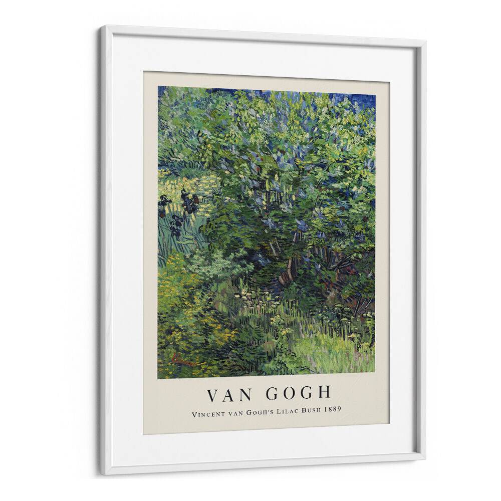 Whispers Of Spring Van Gogh's Lilac Bush, 1889 Vincent Van Gogh art painting Artwork in White frame With Mount