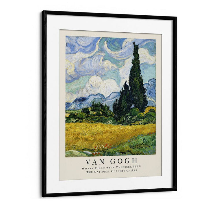 Whispers Of The Harvest Van Gogh's Wheat Field With Cypresses - 1889 Vincent Van Gogh art painting Artwork in Black Frame With Mount