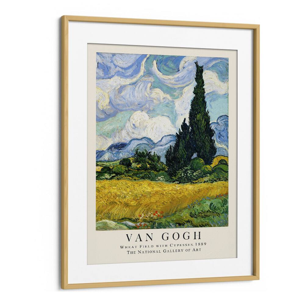 Whispers Of The Harvest Van Gogh's Wheat Field With Cypresses - 1889 Vincent Van Gogh art painting Artwork in Oak Wood Frame With Mount