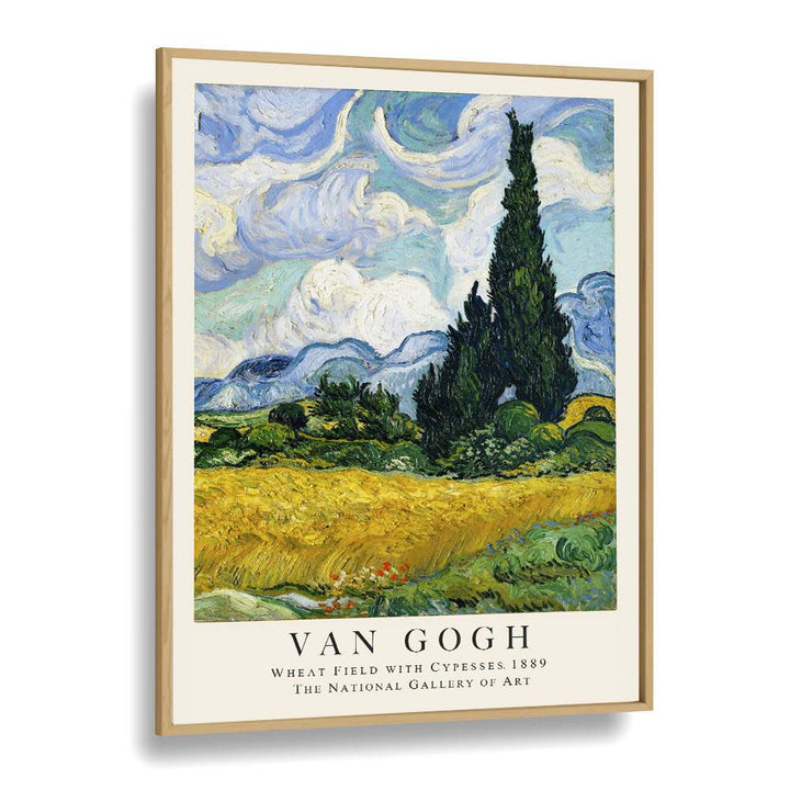 Whispers Of The Harvest Van Gogh's Wheat Field With Cypresses - 1889 Vincent Van Gogh art painting Artwork in Oak Wood Plain Frame