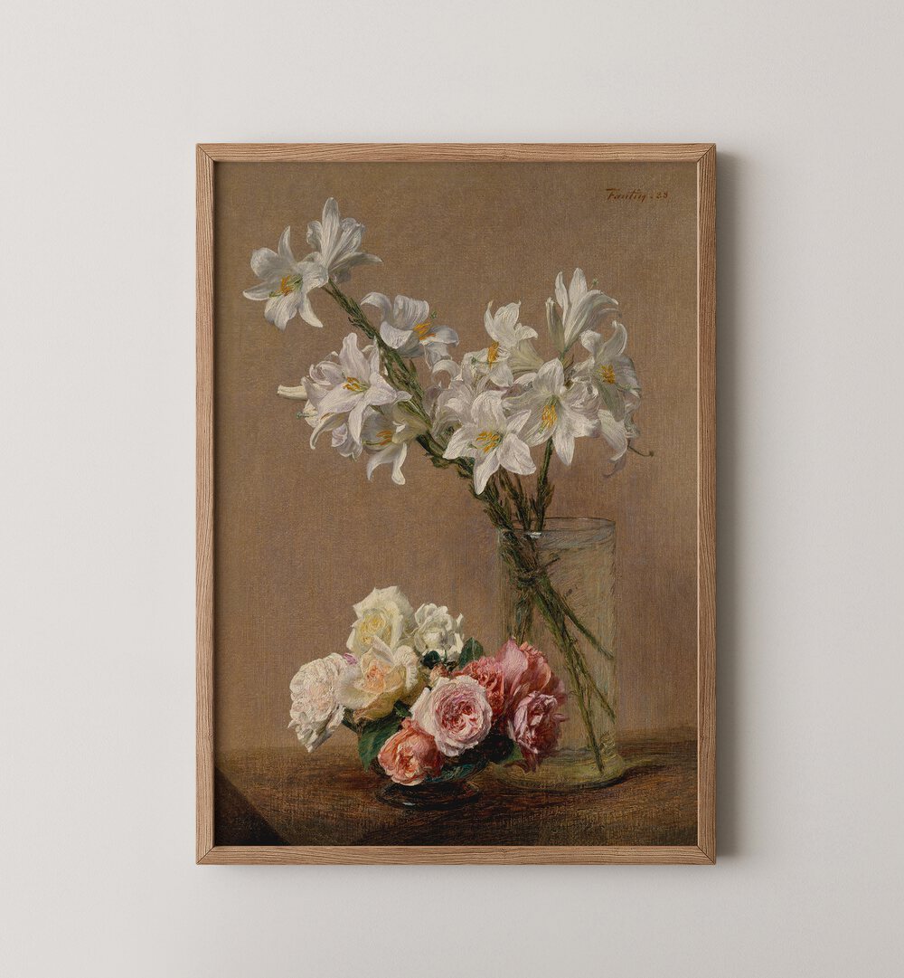 Elegant floral artwork from the WHISPERS OF VINTAGE BLOOM, GALLERY WALLS collection by Asian Monk enhances any space.