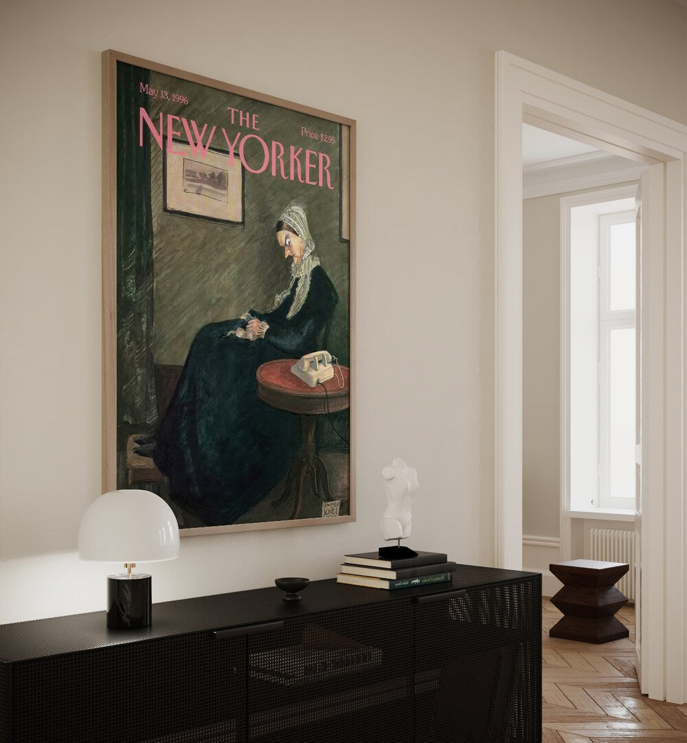  Whistler's Mother By Edward Sorel -New Yorker Magazine Cover May 13,1996 Artwork Placed on a wall In A Living Room