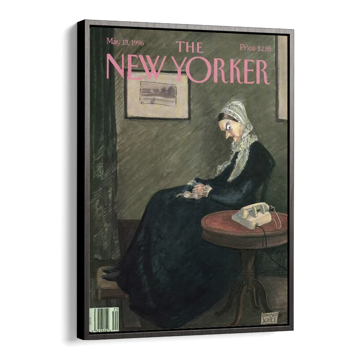  Whistler's Mother By Edward Sorel -New Yorker Magazine Cover May 13,1996 Artwork  in Black Floater Frame
