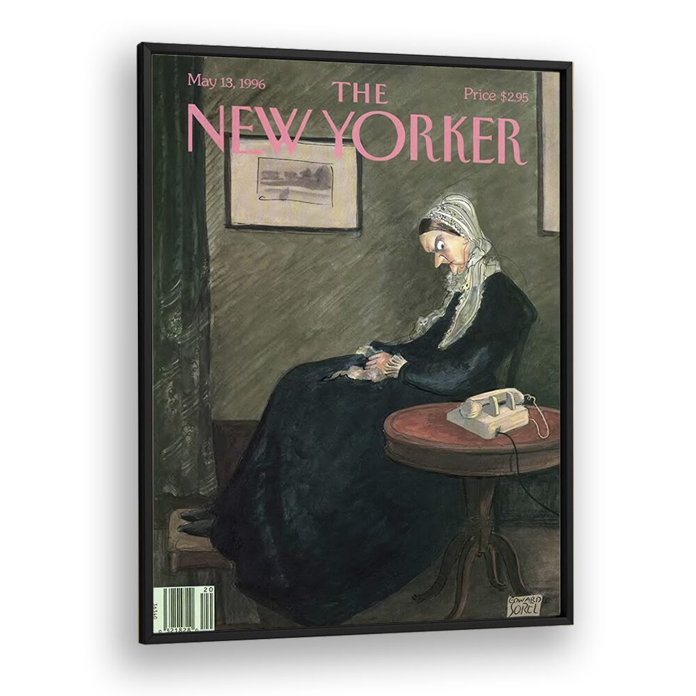  Whistler's Mother By Edward Sorel -New Yorker Magazine Cover May 13,1996 Artwork  in Black Plain Frame