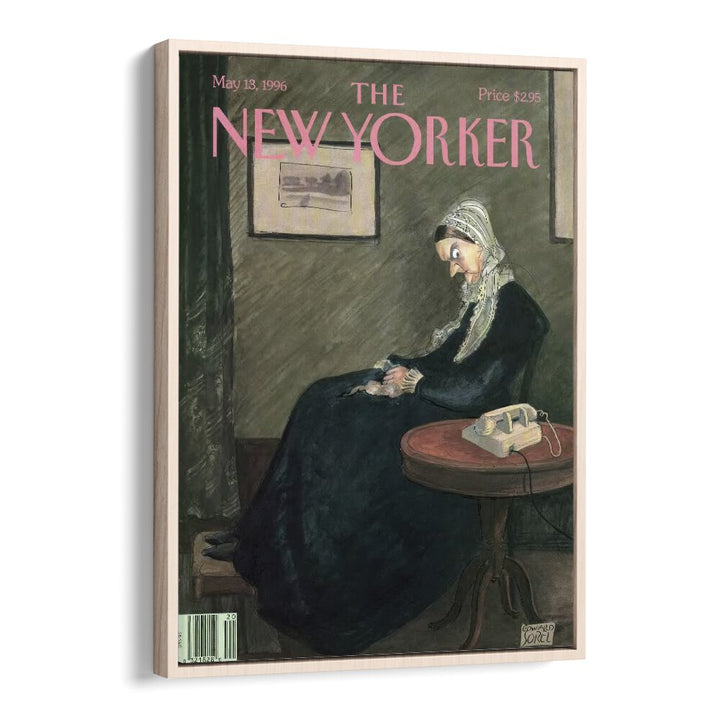 Whistler's Mother By Edward Sorel -New Yorker Magazine Cover May 13,1996 Artwork in Oak Wood Floater Frame