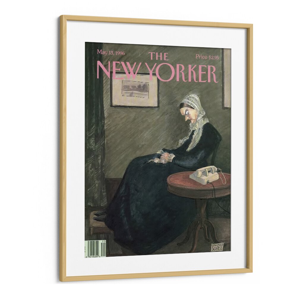  Whistler's Mother By Edward Sorel -New Yorker Magazine Cover May 13,1996 Artwork in Oak Wood Frame With Mount