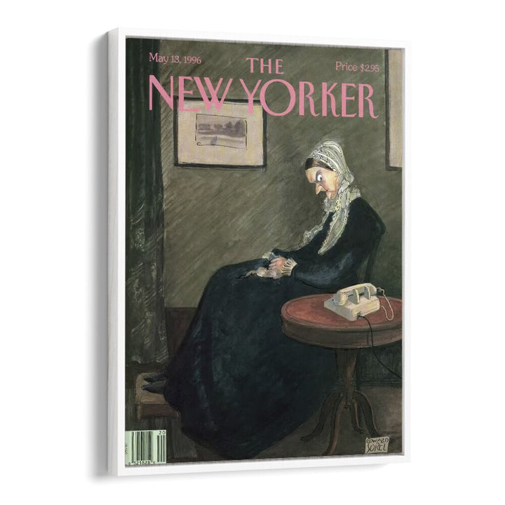  Whistler's Mother By Edward Sorel -New Yorker Magazine Cover May 13,1996 Artwork in White Plain Frame  
