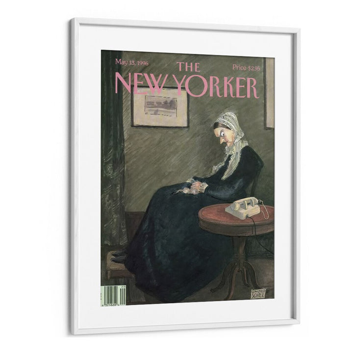  Whistler's Mother By Edward Sorel -New Yorker Magazine Cover May 13,1996 Artwork  in White frame With Mount