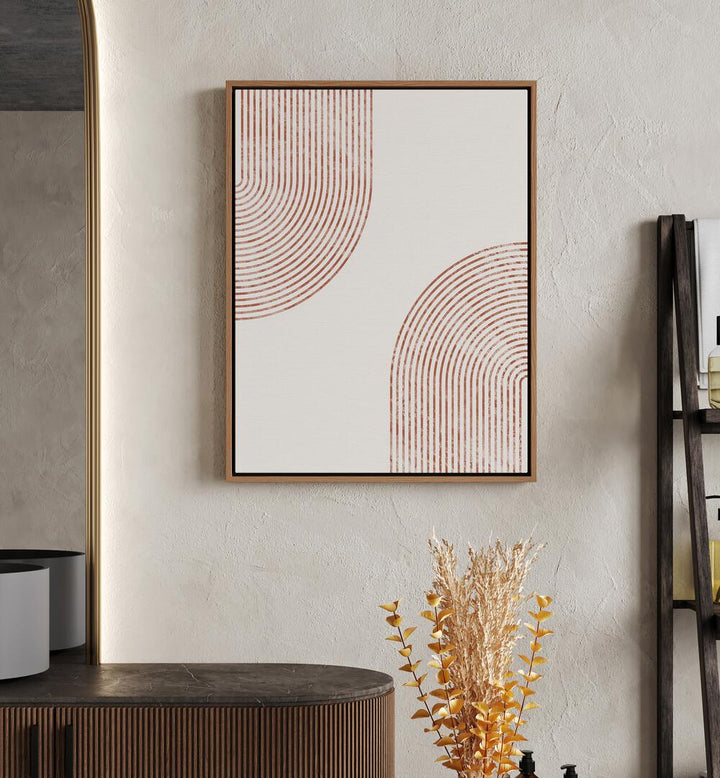 White & Gold Abstract boho wall art painting Artwork Hanged on a Wall 