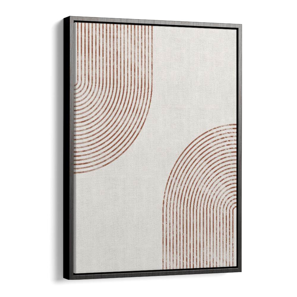 White & Gold Abstract  boho wall art painting Artwork in Black Floater Frame