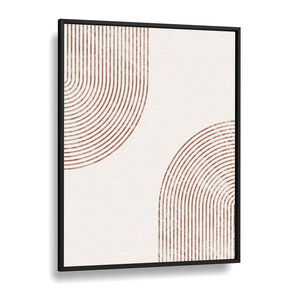 White & Gold Abstract boho wall art painting Artwork in Black Plain Frame