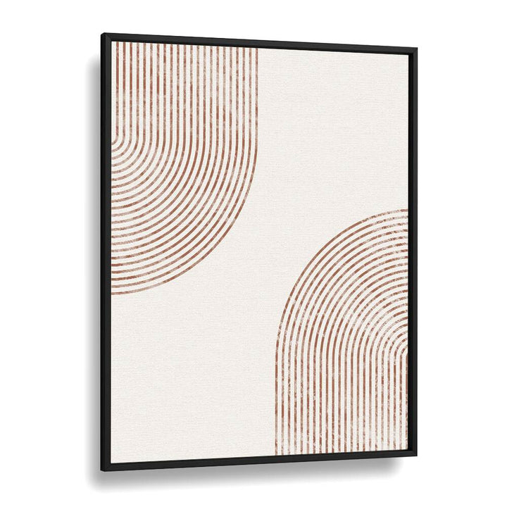 White & Gold Abstract boho wall art painting Artwork in Black Plain Frame