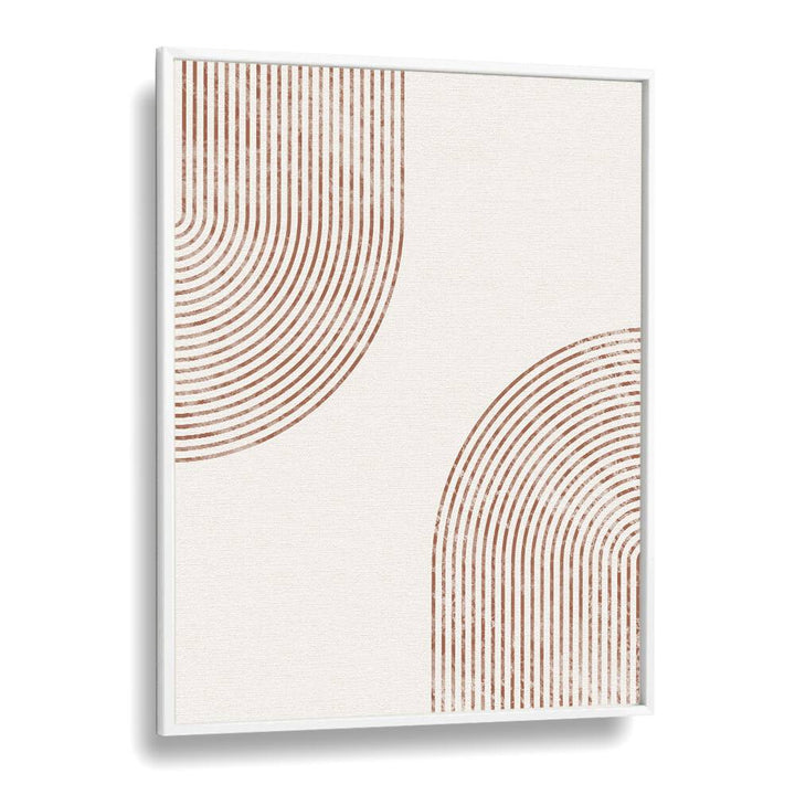 White & Gold Abstract boho wall art painting Artwork in White Plain Frame