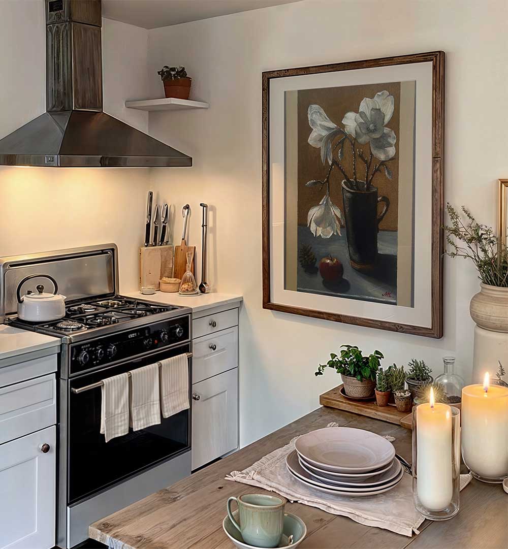 WHITE FLORAL STILL LIFE , FLORAL FLOWER PAINTINGS