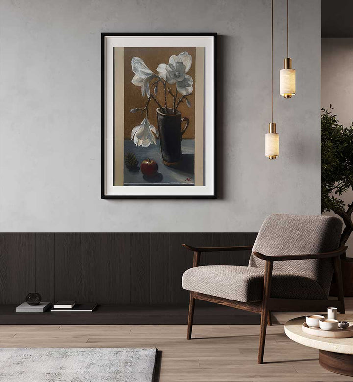 WHITE FLORAL STILL LIFE , FLORAL FLOWER PAINTINGS