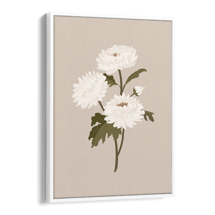 White Flower I Botanical Flower Paintings Artwork  in White Floater Frame