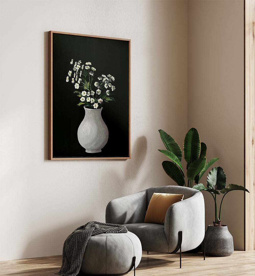 WHITE FLOWER PAINTING , FLORAL FLOWER PAINTINGS