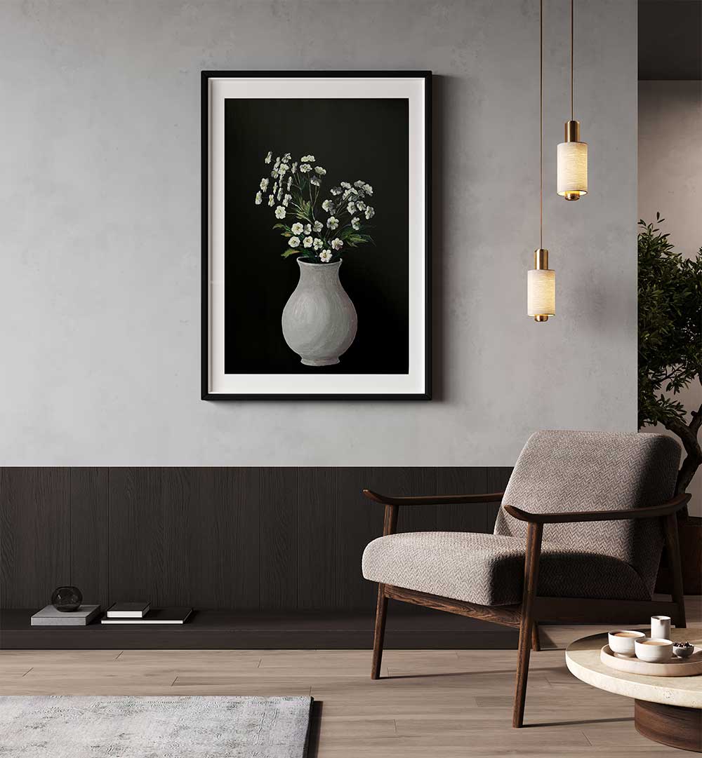 WHITE FLOWER PAINTING , FLORAL FLOWER PAINTINGS