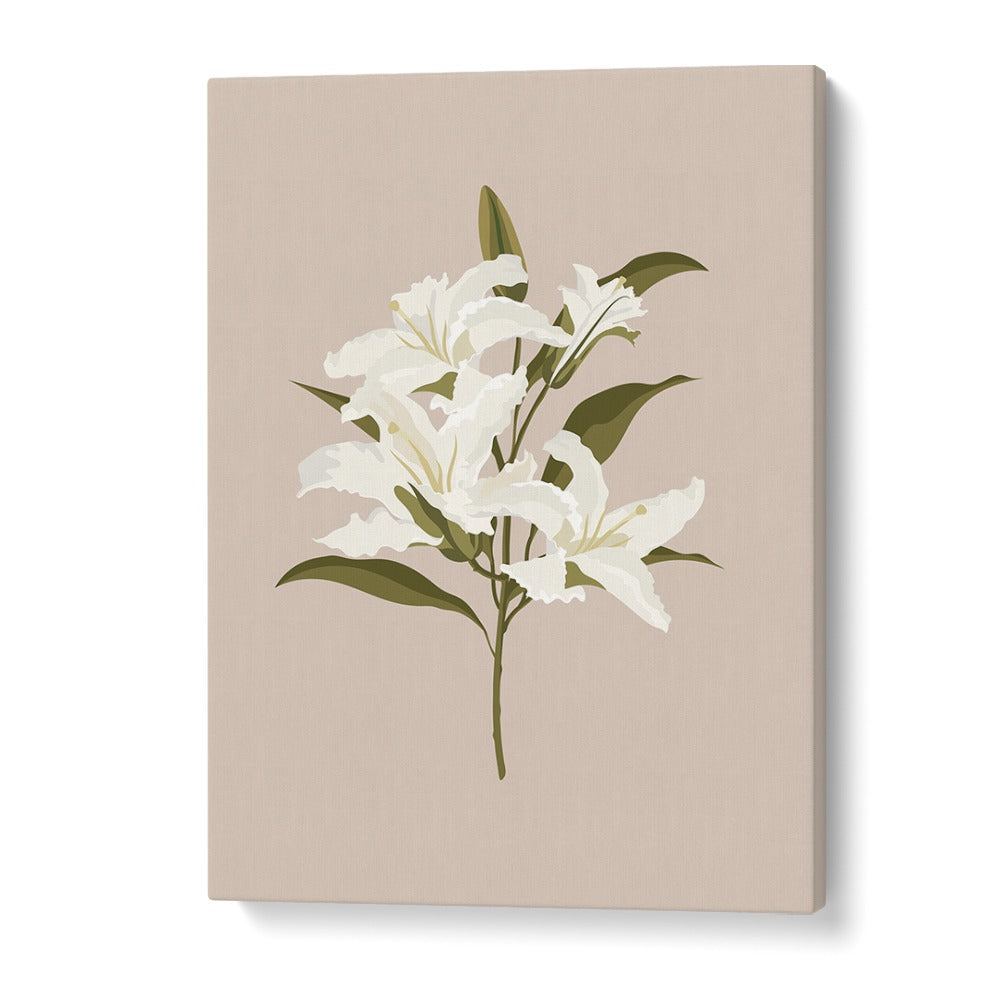 White Lilies I Botanical Flower Paintings Artwork in Gallery Wrap