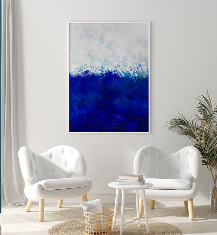 Elegant WHITE TABLE DRESS showcasing stunning ABSTRACT PAINTINGS, perfect for enhancing contemporary home decor.