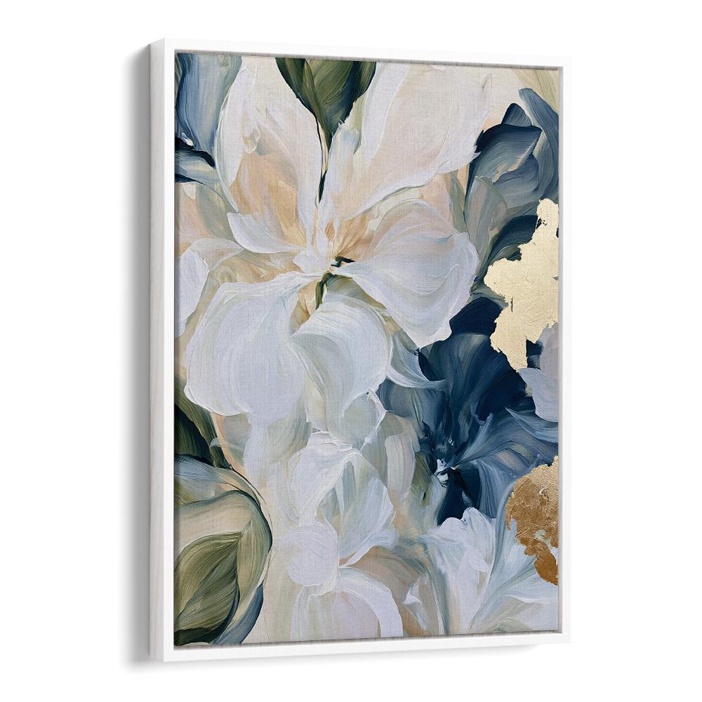 ABSTRACT BLUE GOLD FLOWERS