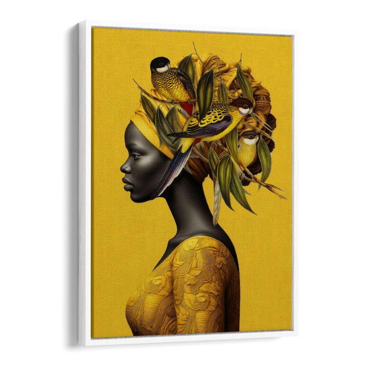 AFRICAN WOMAN GOLDEN BIRDS