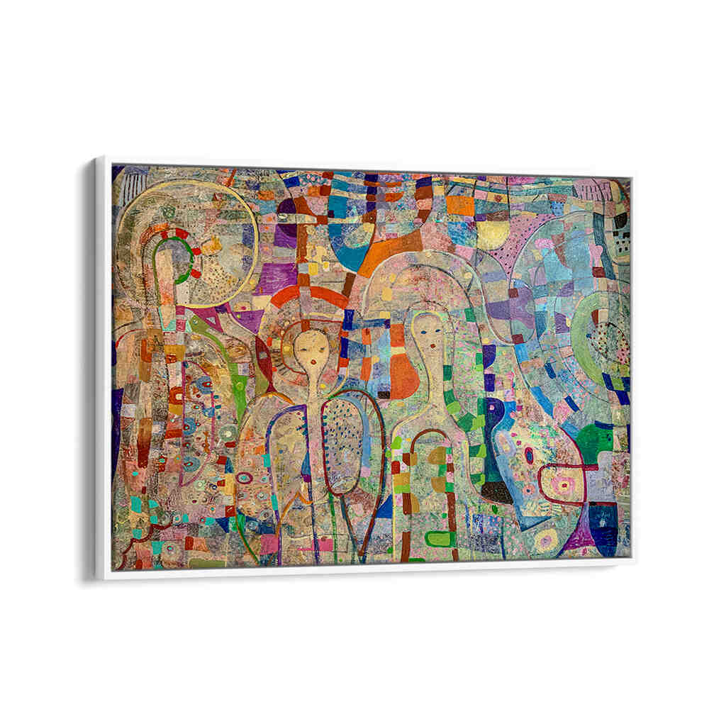 WhiteFloater ANGELS AMONG US , ABSTRACT PAINTINGS — layered colorful angels with soft gradients