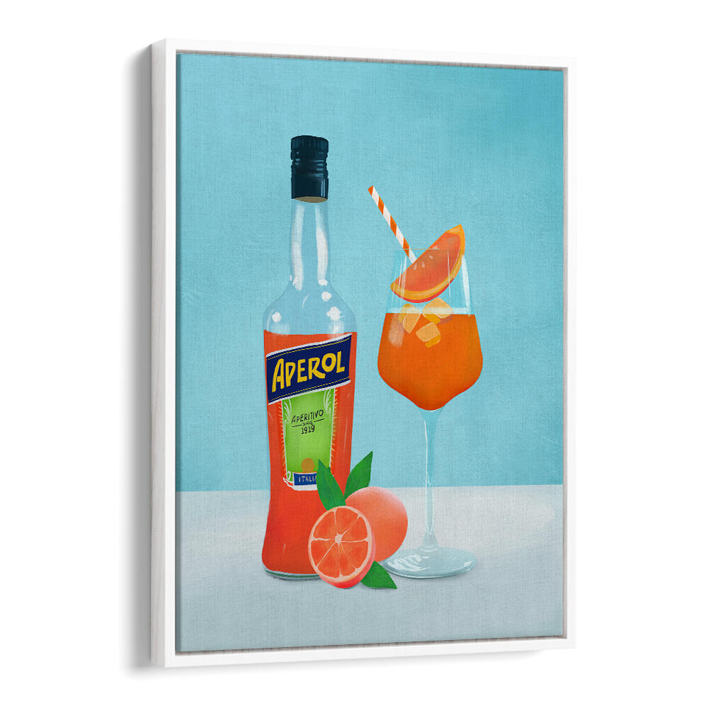APEROL SPRITZ , BAR art: Aperol bottle and spritz glass with orange slice, WhiteFloater