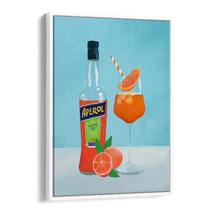 APEROL SPRITZ , BAR art: Aperol bottle and spritz glass with orange slice, WhiteFloater