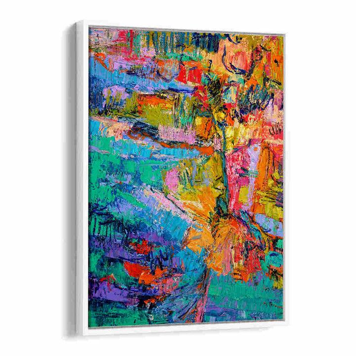 WhiteFloater ABSTRACT COLOR PALETTE , ABSTRACT PAINTINGS canvas with vibrant textured brushstrokes in teal orange pink
