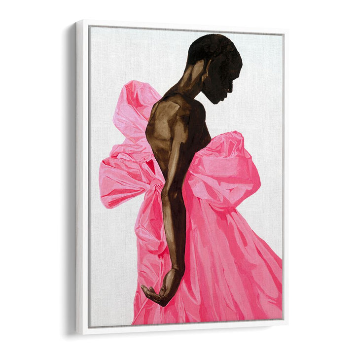 Elegant artwork from BLOOM IV, PORTRAITS showcases a striking figure in a pink dress, enhancing any decor style.