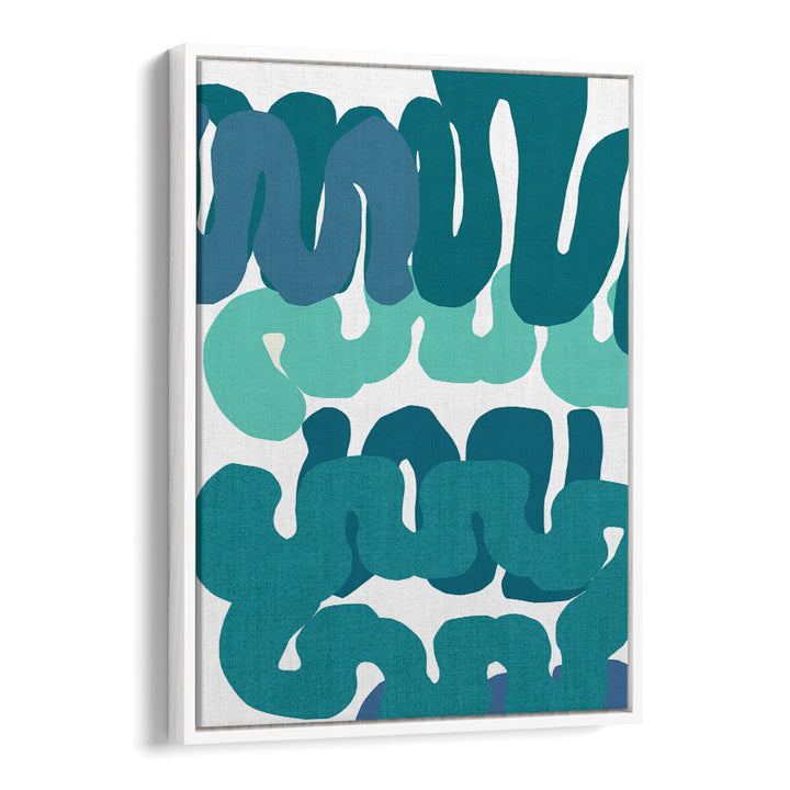 Vibrant BLUE SQUIGGLES II, ABSTRACT PAINTINGS with dynamic blue patterns, perfect for any art collection or workspace.