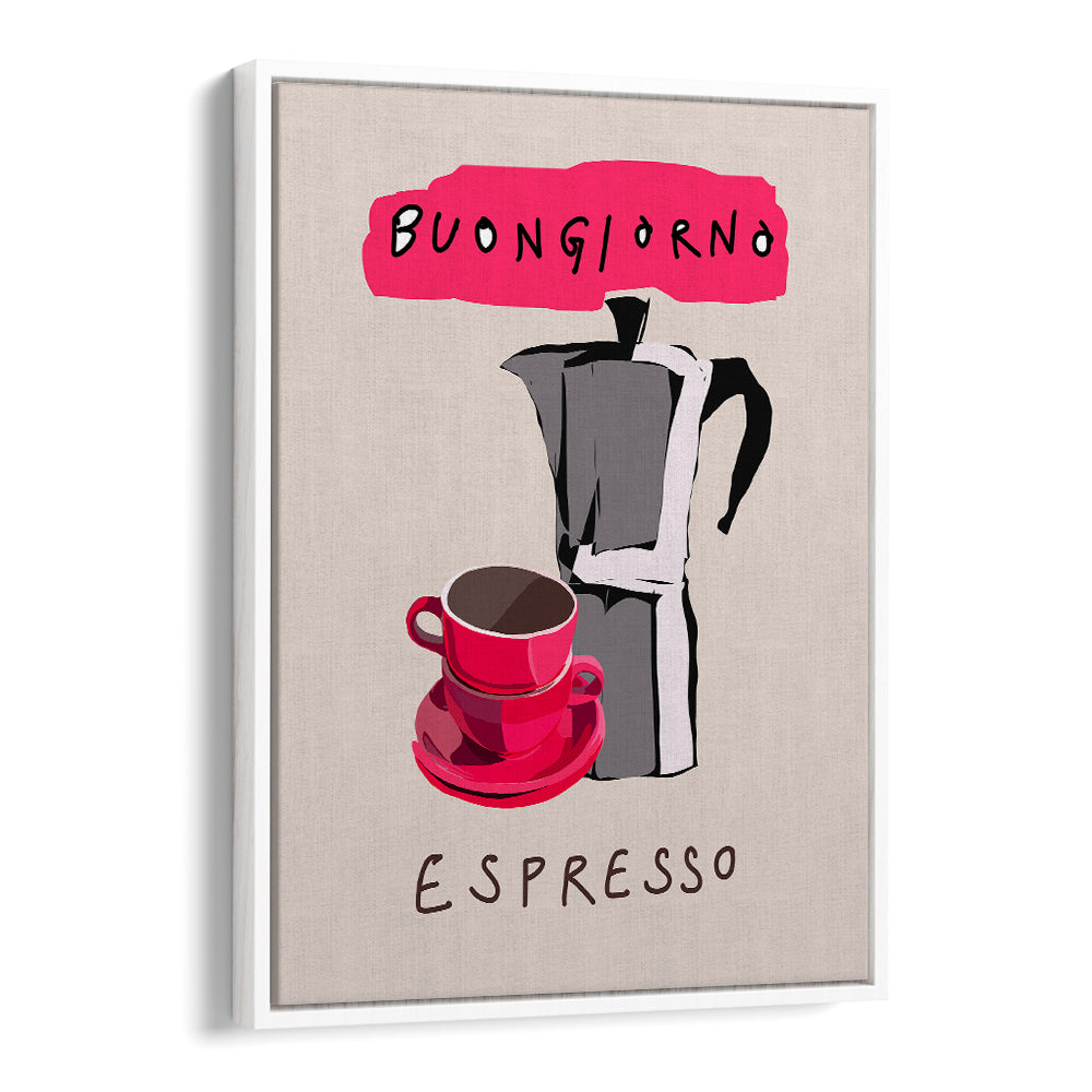 Stylish BUONGIORNO ESPRESSO, BAR poster featuring vibrant coffee art to enhance your kitchen decor.