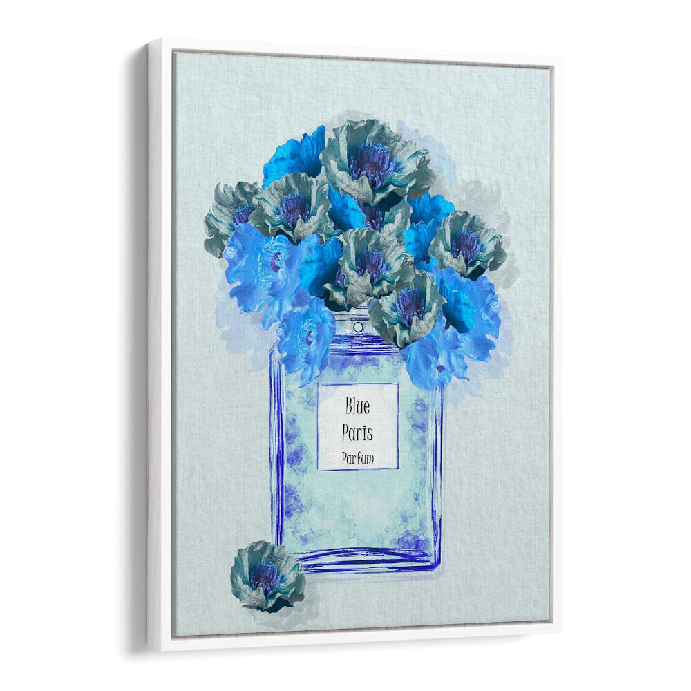 Elegant BLUE PARIS PARFUM, FASHION POSTERS featuring vibrant blue flowers, perfect for luxurious home decor.