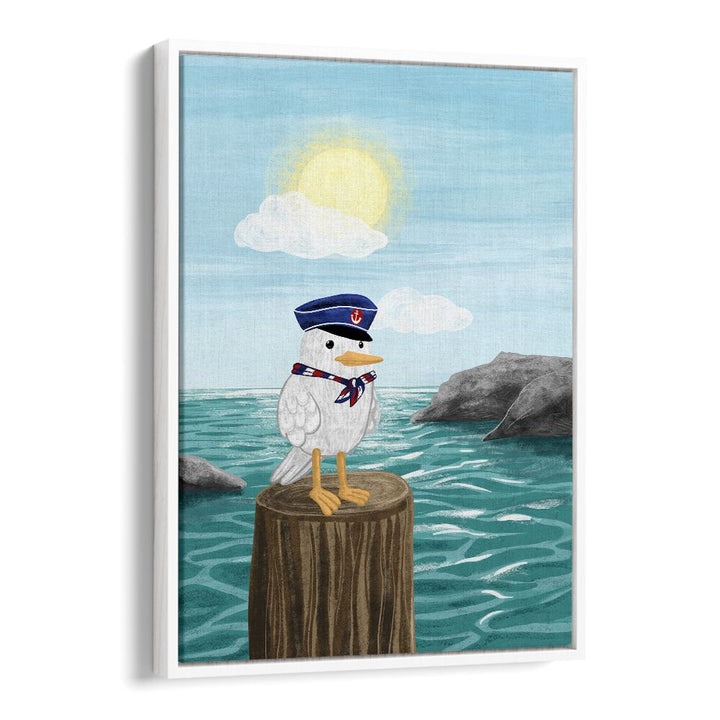 Whimsical CAPTAIN SEAGULL, KIDS ROOM PAINTINGS brighten up children's spaces with nautical charm and fun.