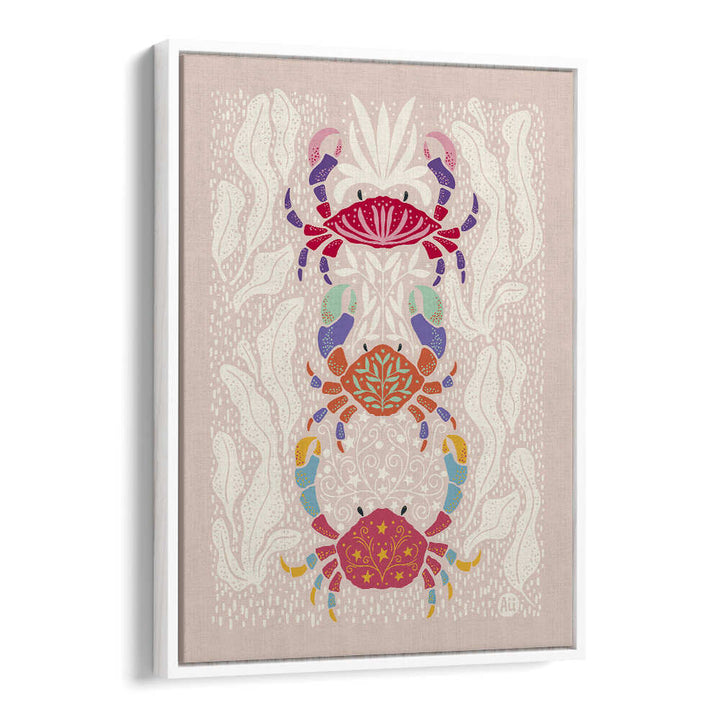 COLORFUL CRABS IN RED , BAR & CAFE ART