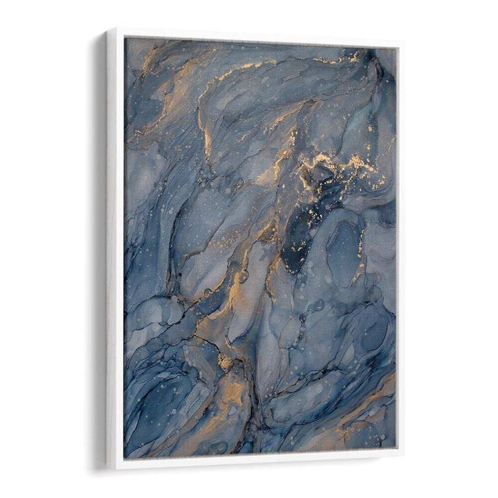 Elegant DELICATE BLUE, ABSTRACT PAINTINGS showcase swirling blues and gold accents, perfect for enhancing any space.