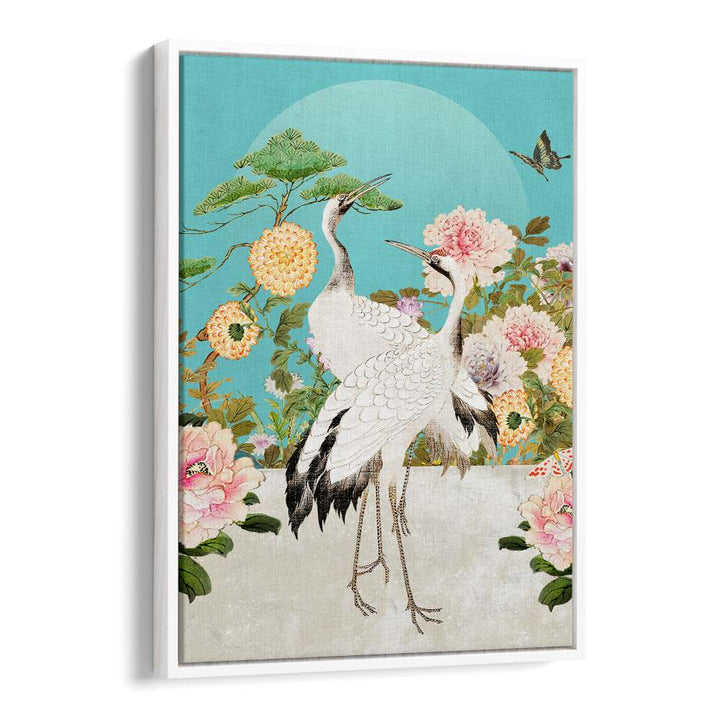 ELEGANT CRANES AND PEONIES