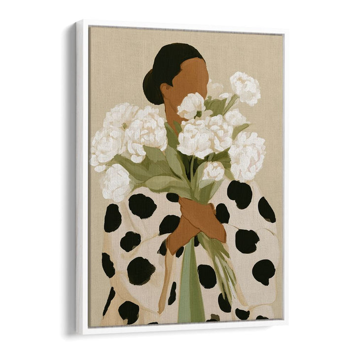 ELEGANT WOMAN WHITE PEONIES