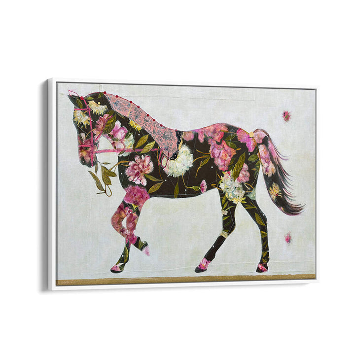 Vibrant EQUESTRIAN ELEGANCE, ANIMAL PAINTINGS showcasing a floral horse design, perfect for art lovers and nature enthusiasts.